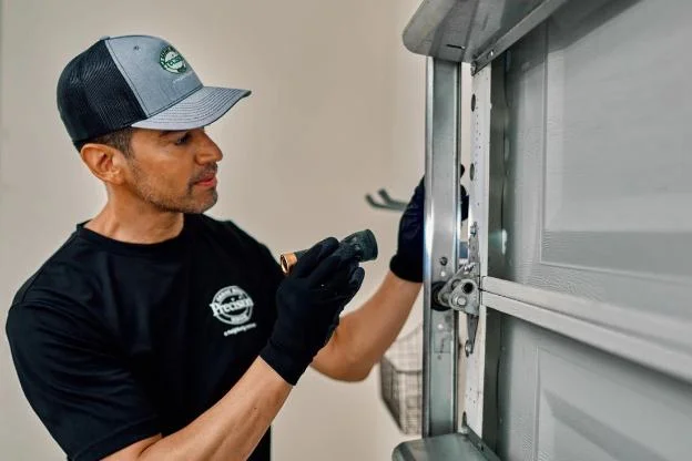 Damaged garage door panel.
