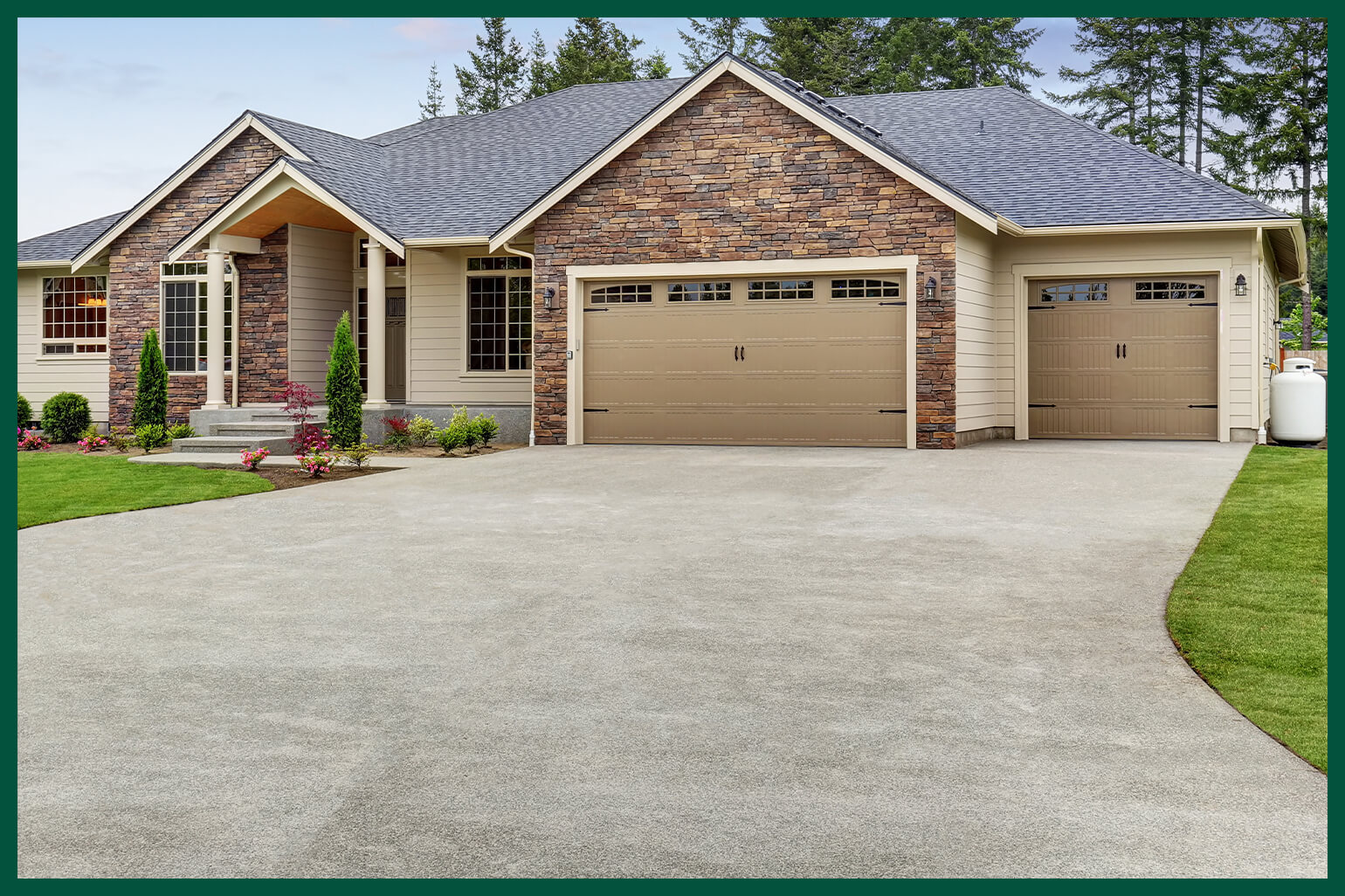 White house with large driveway