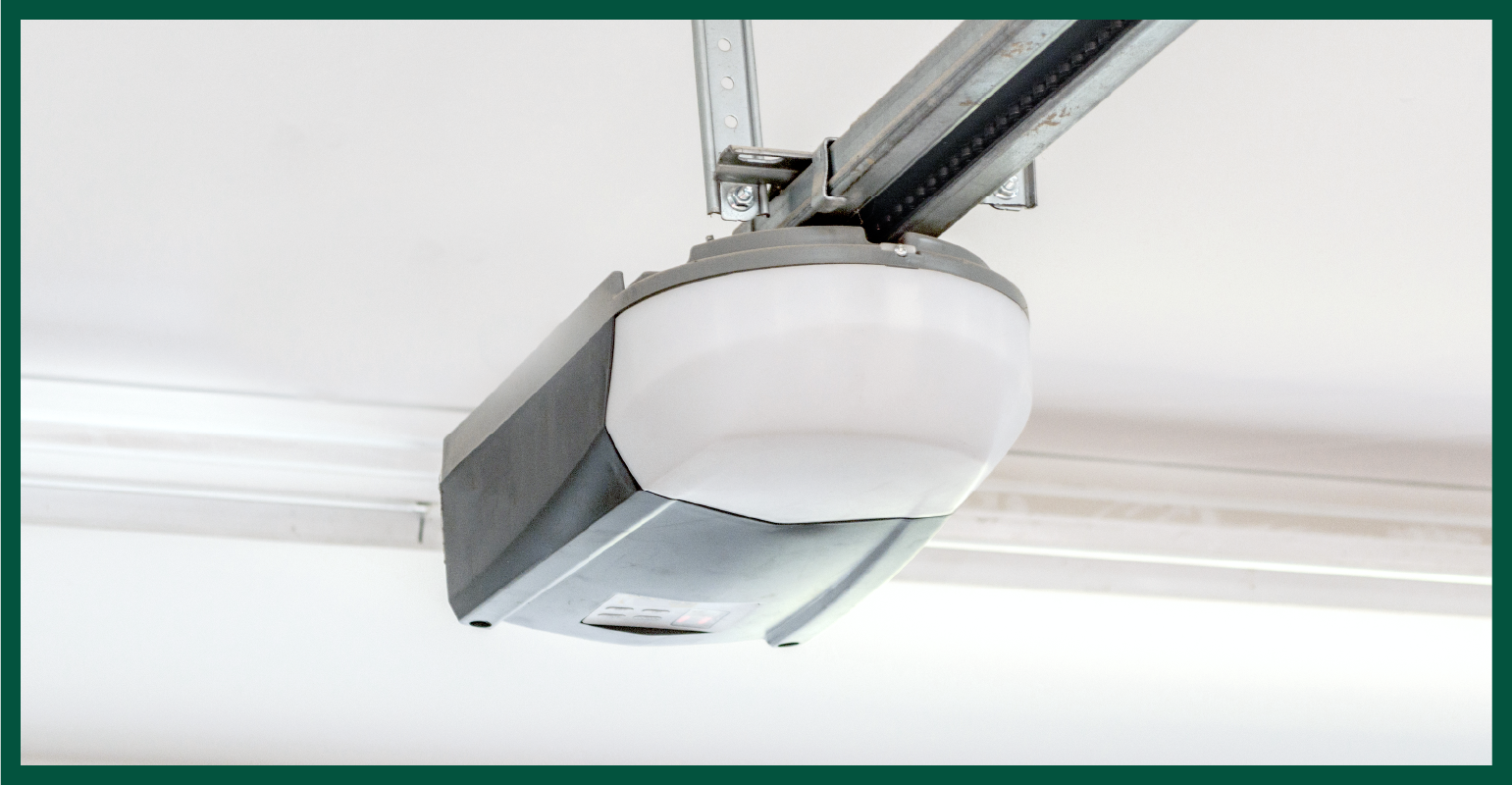 Chain drive garage door opener.