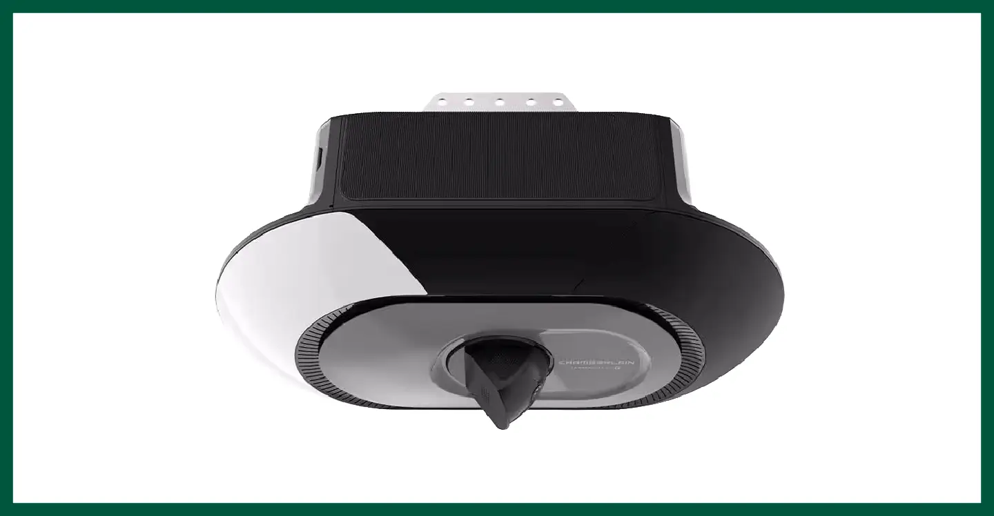 The Chamberlain Secure View garage door opener equipped with motion-activated LED lighting.