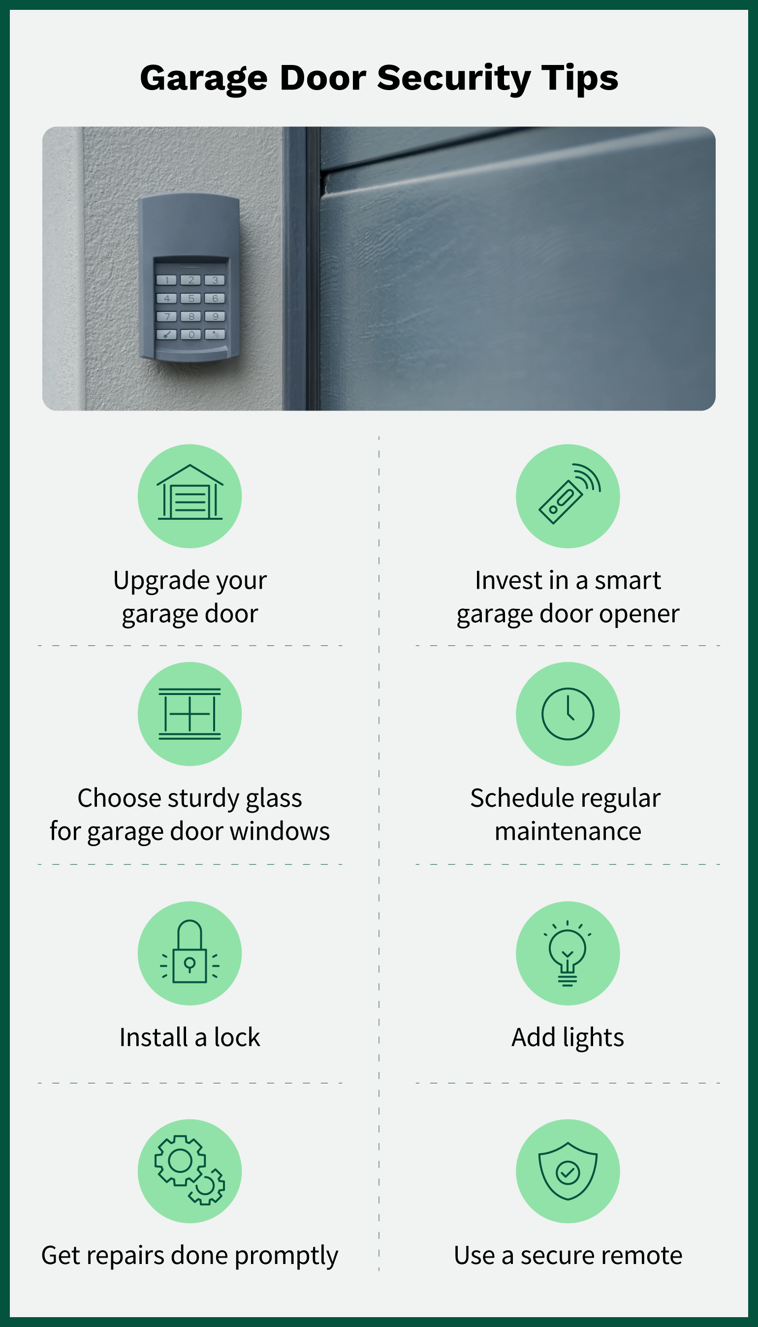 List of garage door security tips