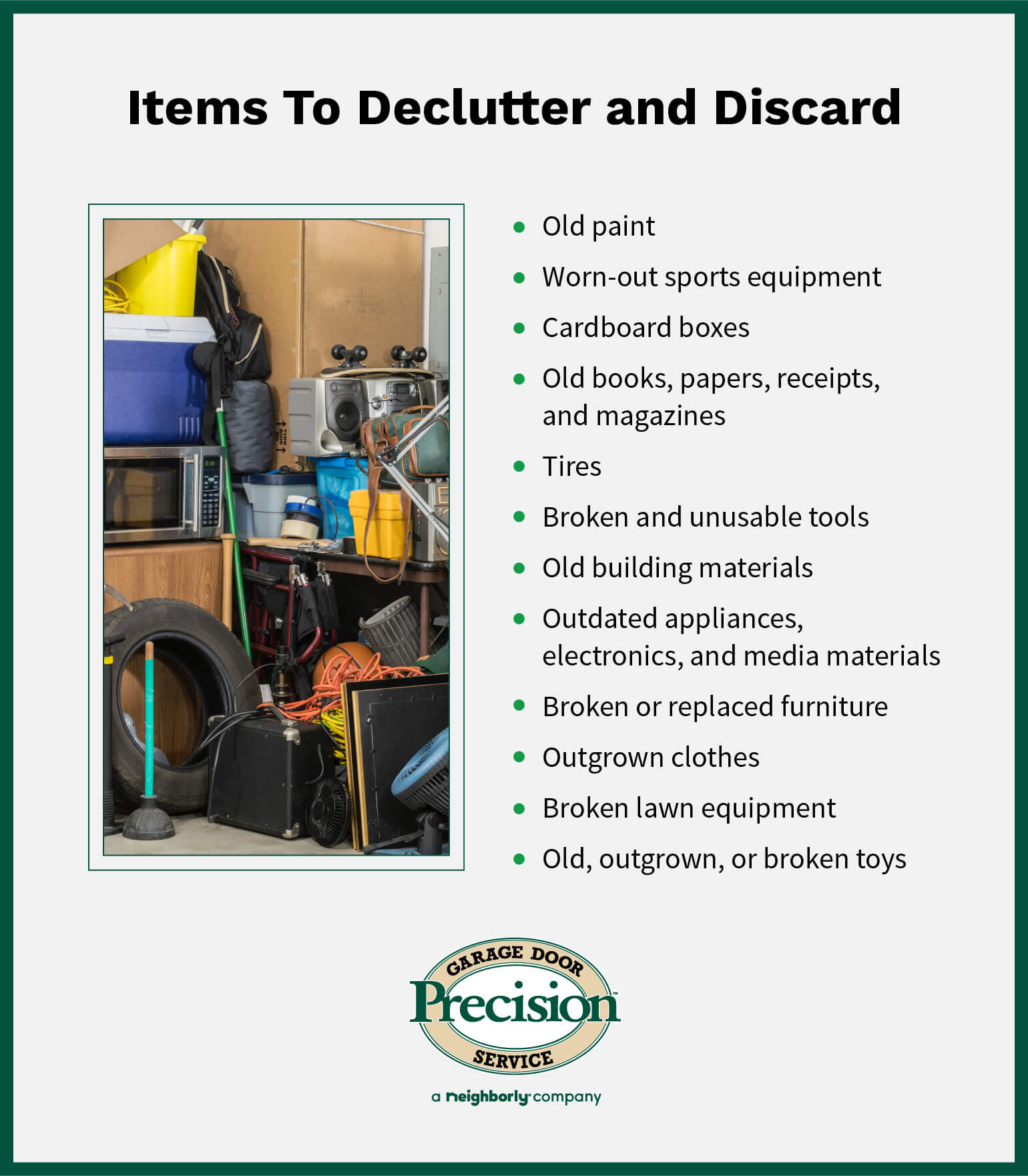 Chart of items to declutter and discard