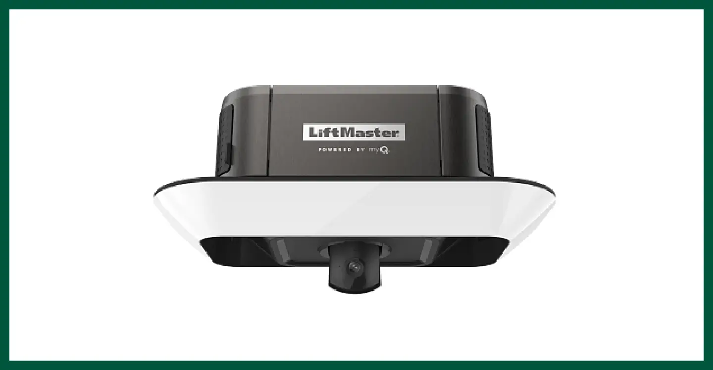 The tech forward LiftMaster 87504-267 garage door opener equipped with a built-in camera.